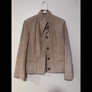 Marshall Fields Paneled Jacket Womens 4 Suede Leather Lining Brown Lined Blazer